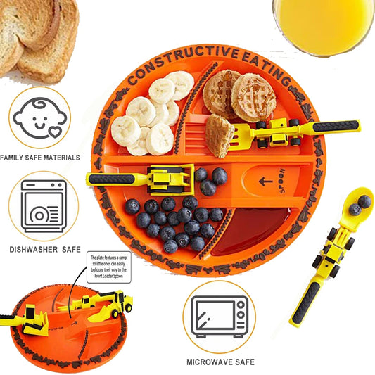Plato para niños Car Bulldozer Excavator